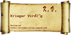 Krieger Virág névjegykártya